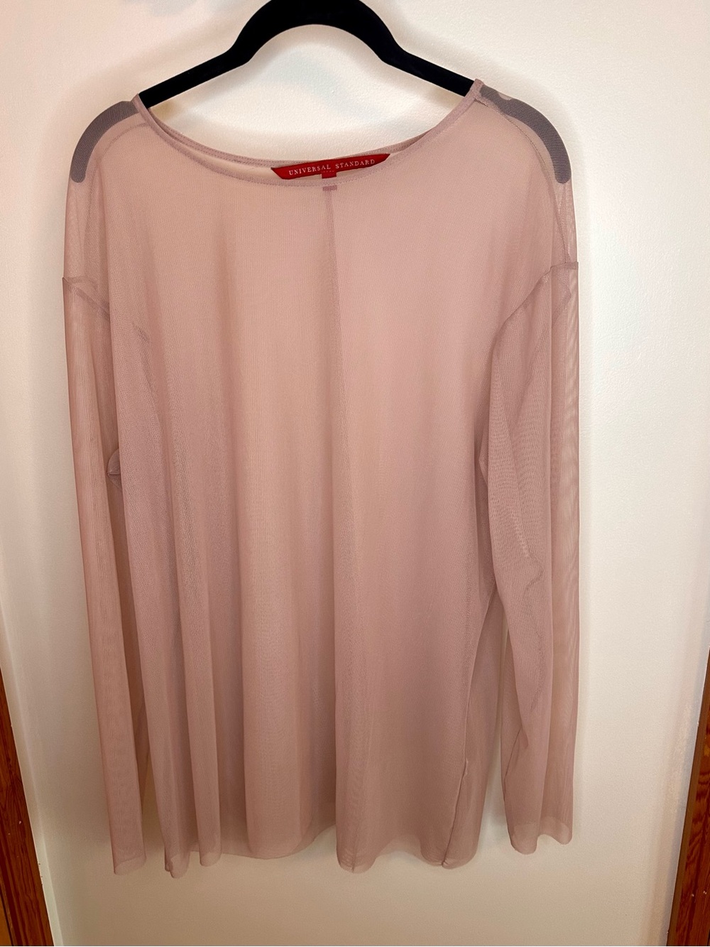 Universal Standard Thames Fog top - blush pink mesh - size S 14/16